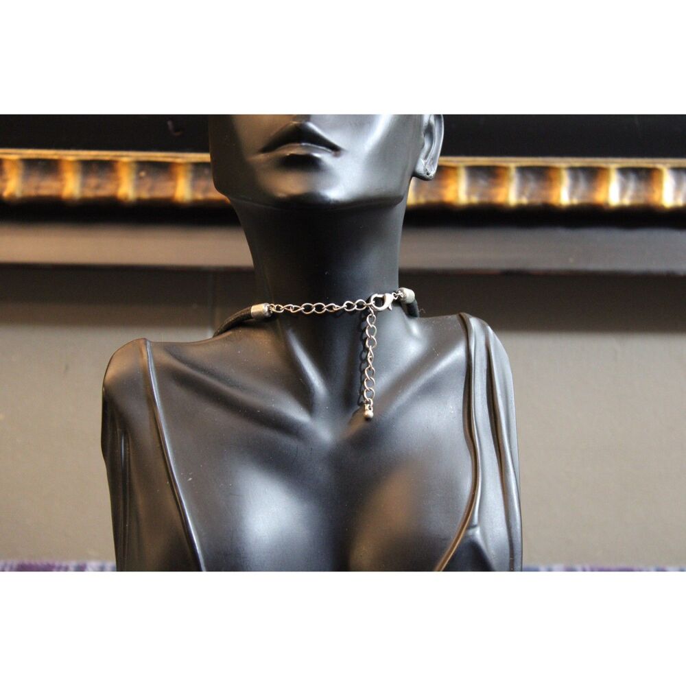 Silver Tone Crackle Acrylic Tribal Primitive Brutalist Necklace - Picture 10 of 10